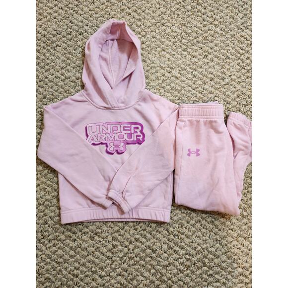 Under Armour Other - Under Armour Girls Size 4 Pink Hooded Sweatsuit